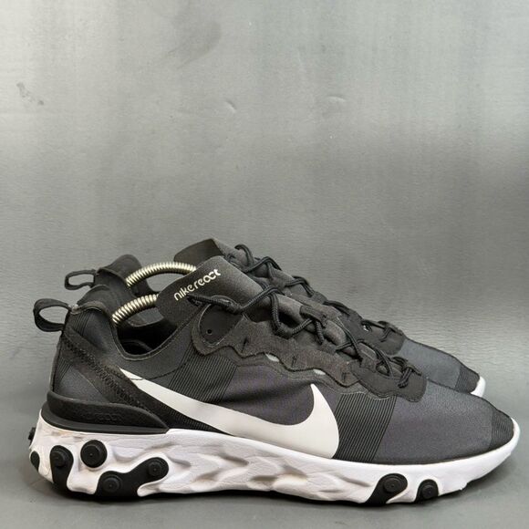 Nike React Element 55 Black White athletic sneaker shoes size 12 - Picture 1 of 8